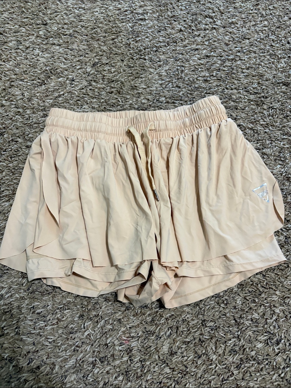 Light Peach Layered Athletic Skort with Drawstring Waist
